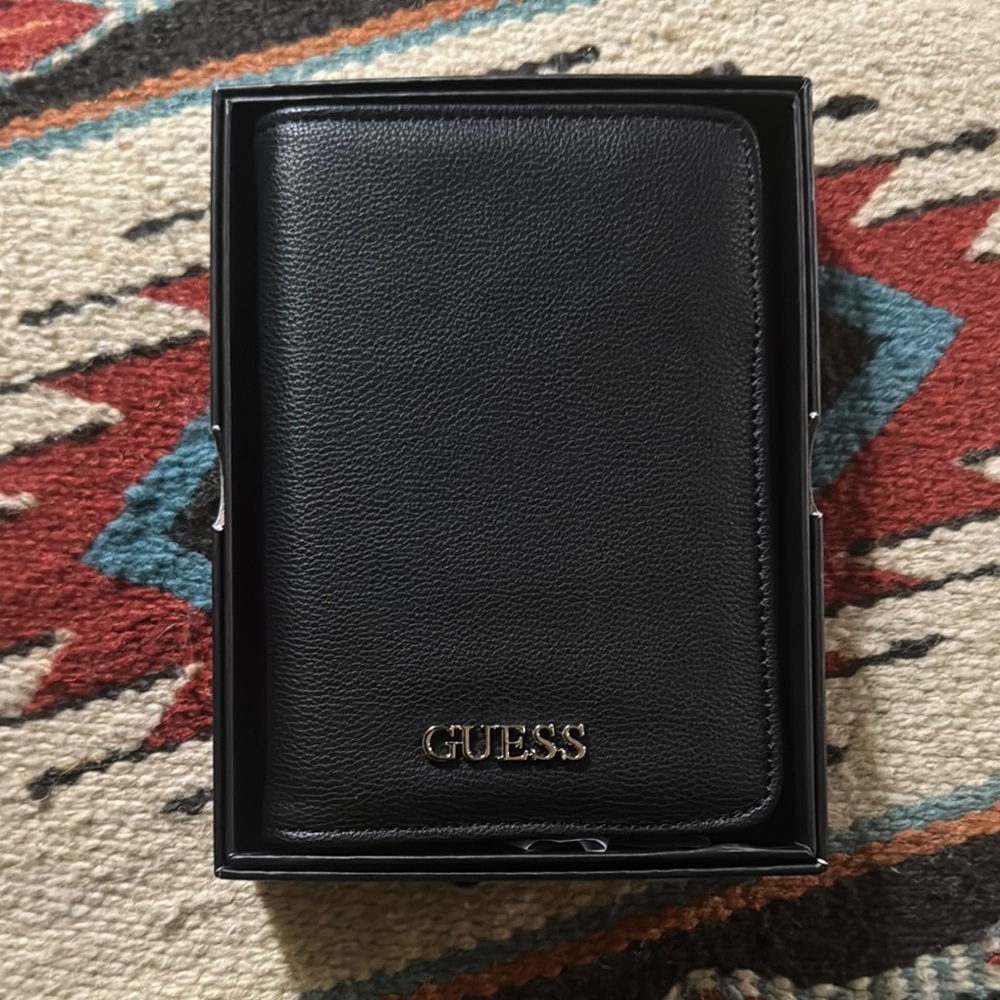 Guess Black Wallet with Gold Logo